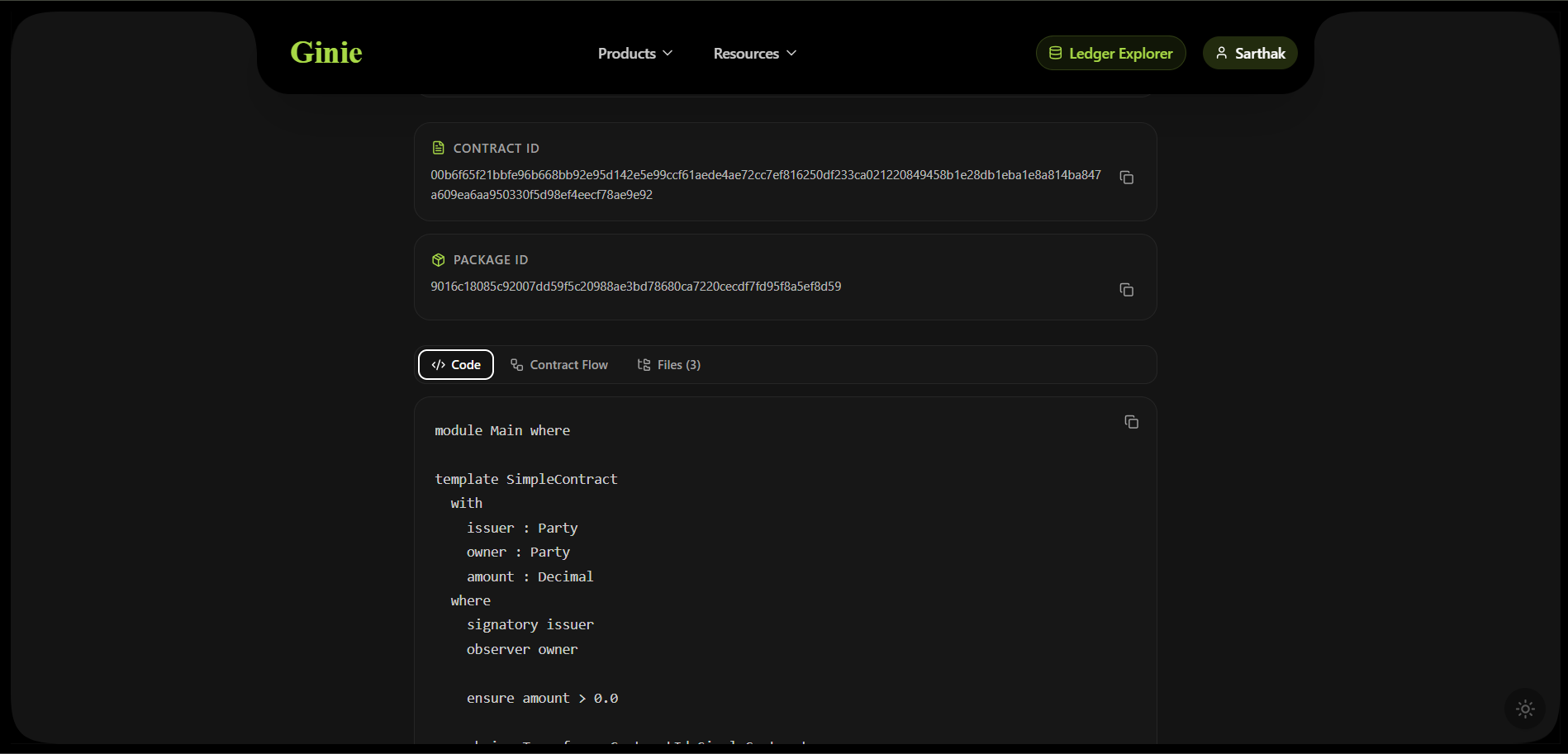Generated code view
